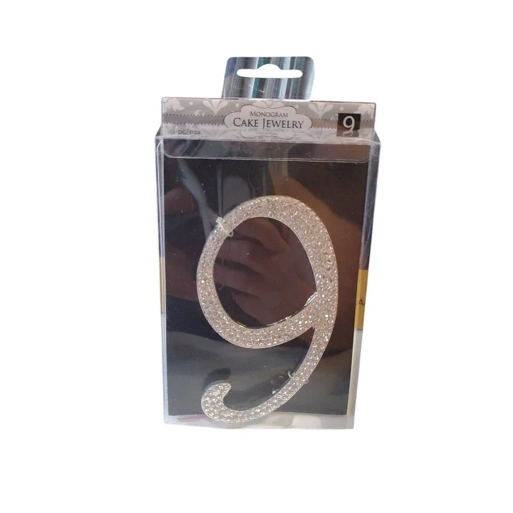 New Monogram Cake Jewelry Toppers Rhinestone Design Numbers & Letters-Lot Of 5